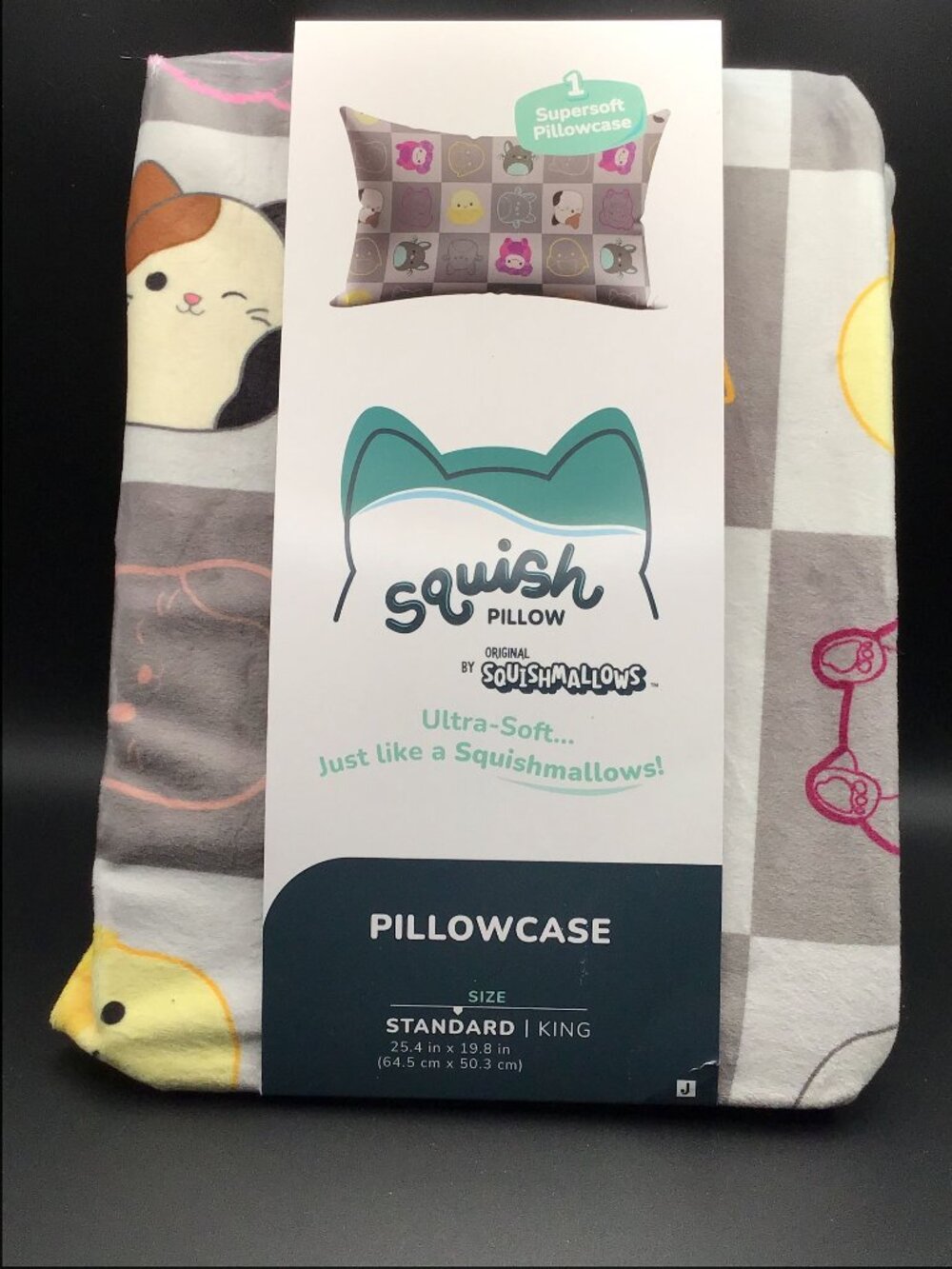 Squishmallows Squish Squares Gray Standard Size Pillowcase Ultra Soft Brand New